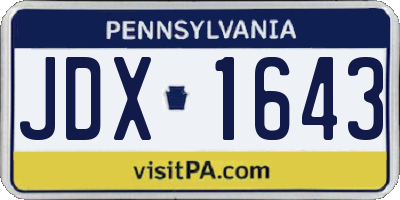 PA license plate JDX1643