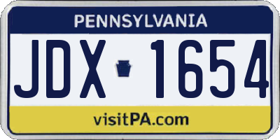 PA license plate JDX1654