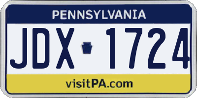 PA license plate JDX1724