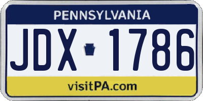 PA license plate JDX1786