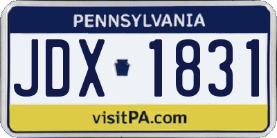 PA license plate JDX1831