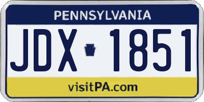 PA license plate JDX1851