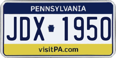 PA license plate JDX1950