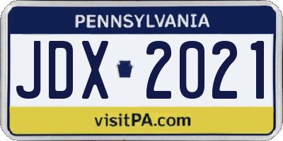 PA license plate JDX2021