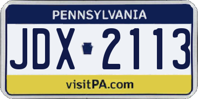 PA license plate JDX2113