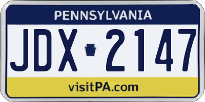 PA license plate JDX2147
