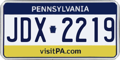 PA license plate JDX2219