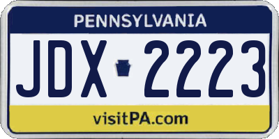PA license plate JDX2223