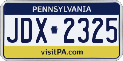 PA license plate JDX2325