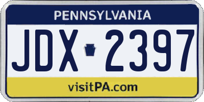 PA license plate JDX2397