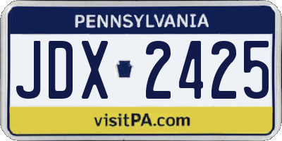 PA license plate JDX2425