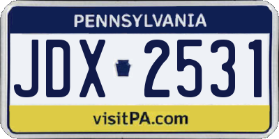 PA license plate JDX2531