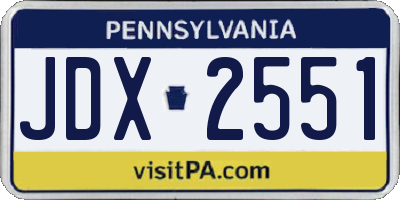 PA license plate JDX2551