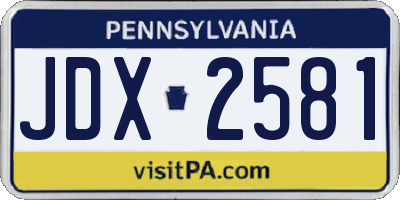 PA license plate JDX2581
