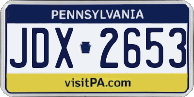 PA license plate JDX2653