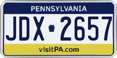 PA license plate JDX2657