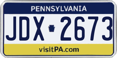 PA license plate JDX2673