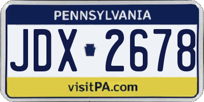 PA license plate JDX2678