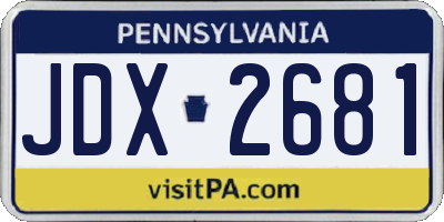 PA license plate JDX2681