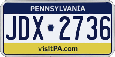 PA license plate JDX2736