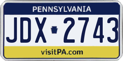 PA license plate JDX2743