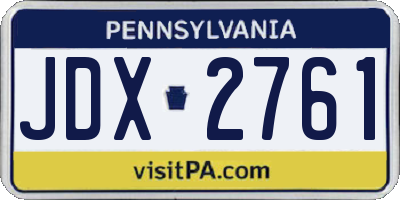 PA license plate JDX2761