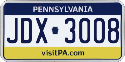 PA license plate JDX3008