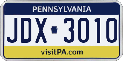 PA license plate JDX3010