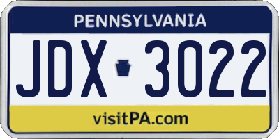 PA license plate JDX3022