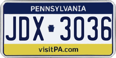 PA license plate JDX3036