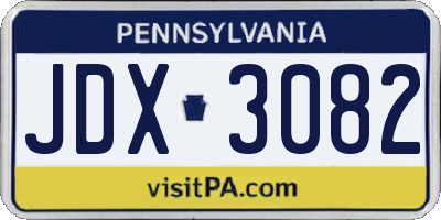 PA license plate JDX3082