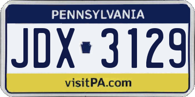 PA license plate JDX3129