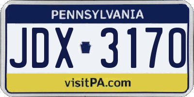 PA license plate JDX3170