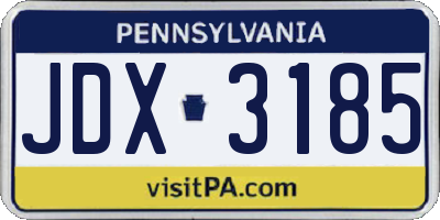 PA license plate JDX3185