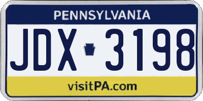 PA license plate JDX3198