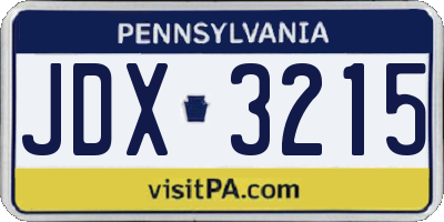 PA license plate JDX3215