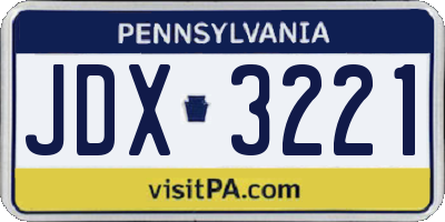 PA license plate JDX3221
