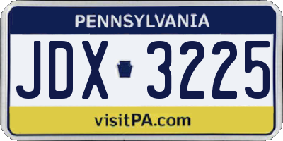 PA license plate JDX3225