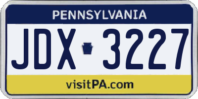 PA license plate JDX3227