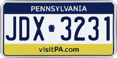 PA license plate JDX3231