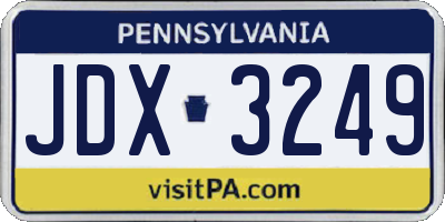 PA license plate JDX3249