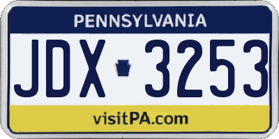 PA license plate JDX3253