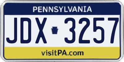 PA license plate JDX3257