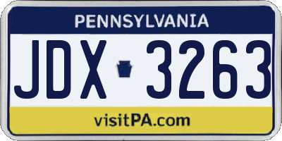 PA license plate JDX3263