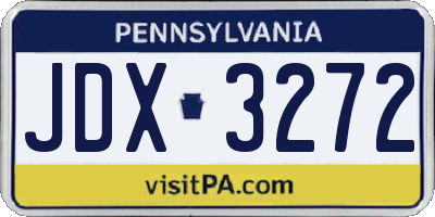 PA license plate JDX3272