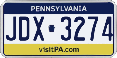 PA license plate JDX3274