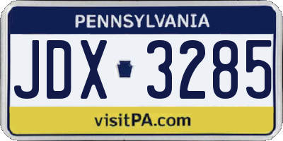 PA license plate JDX3285