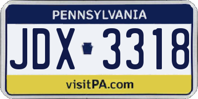 PA license plate JDX3318