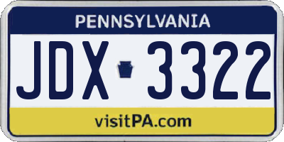 PA license plate JDX3322