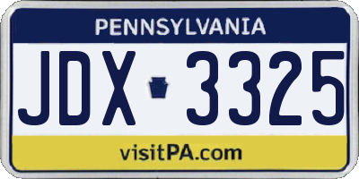 PA license plate JDX3325